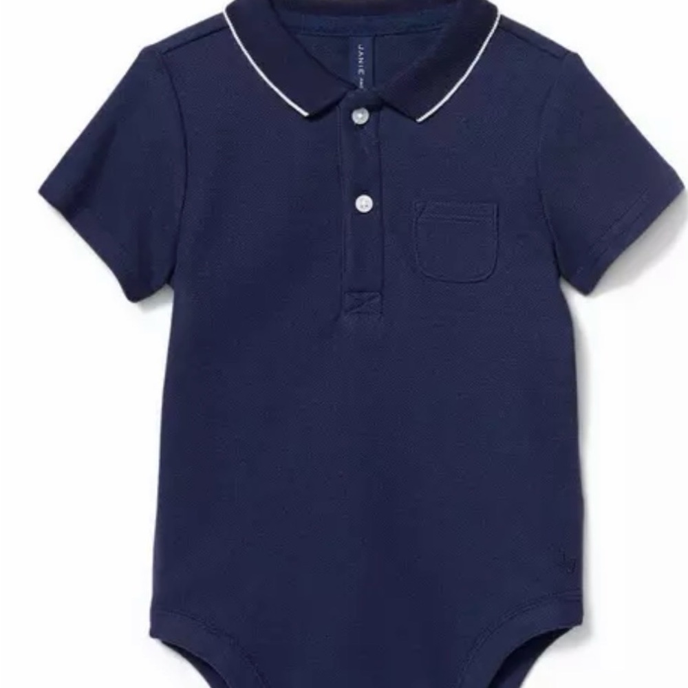Janie and Jack Navy Blue Polo One-Piece Bodysuit